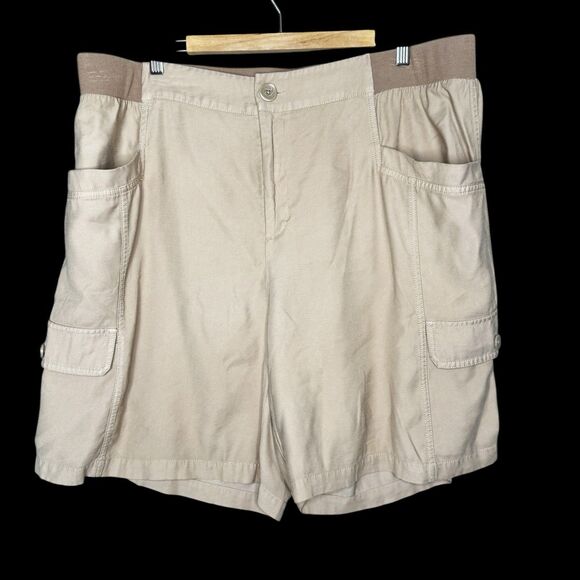 Soft Surroundings Bayside Cargo Shorts Plus Size 1X Taupe Khaki‎ Tan New 5FT00 - Picture 2 of 11